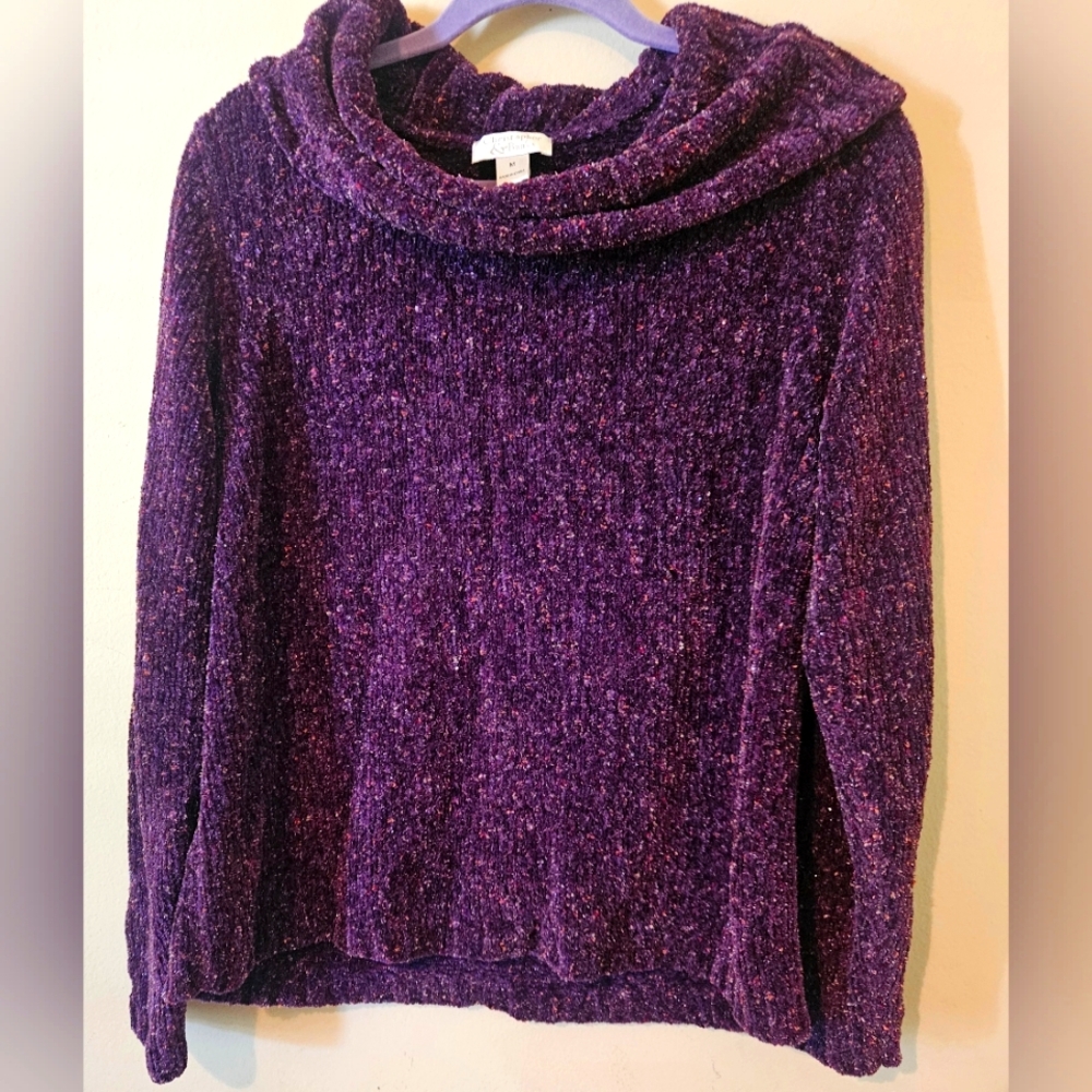 Christopher & Banks Cowl Neck Oversized Purple Sweater